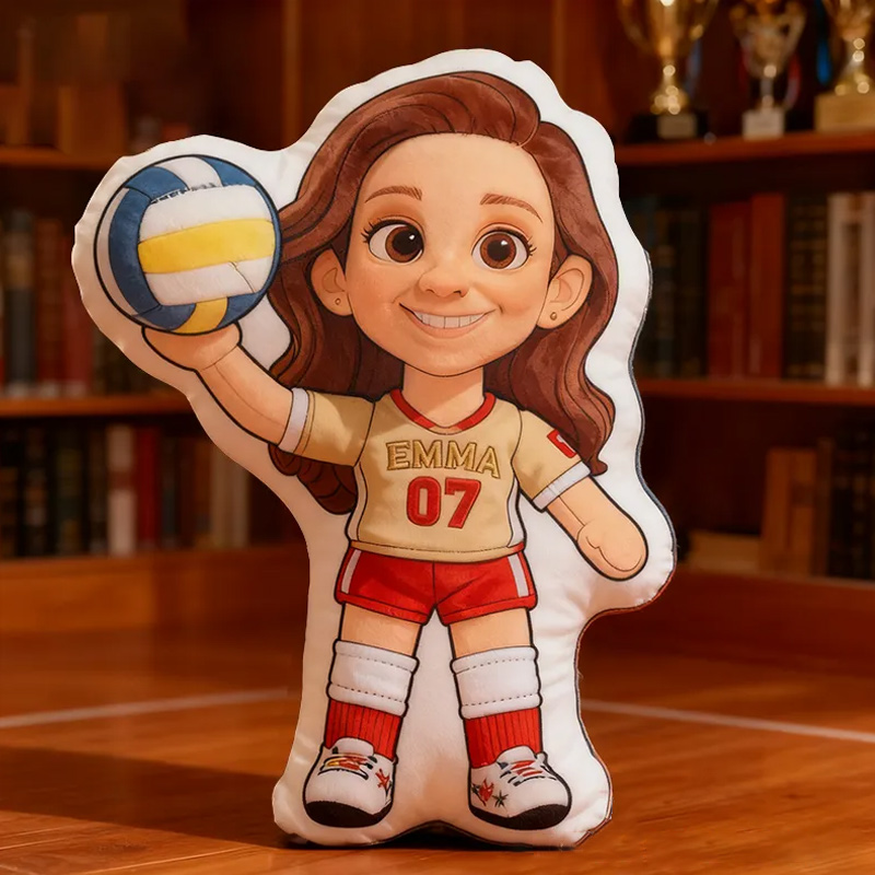 Personalized Volleyball Player Pillow with Custom Name and Number Design