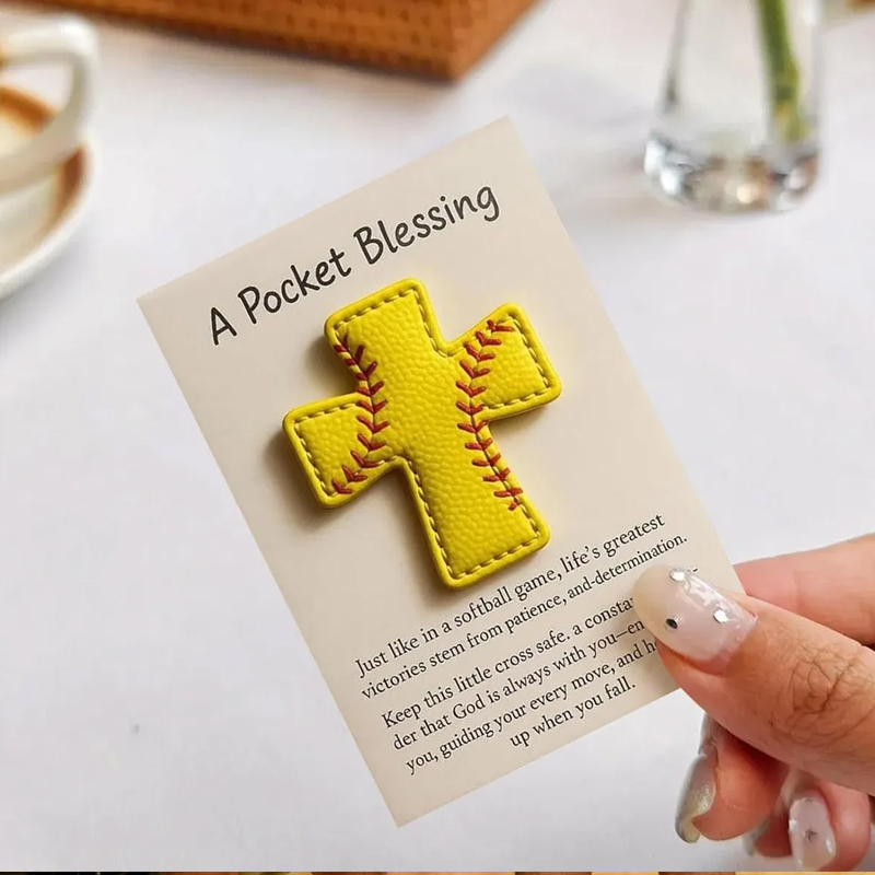 Personalized Baseball Softball Cross Blessing Card Pocket Blessing Baseball Cross Christian Stitch Cross Token with Verse Card Faith Gift for Sports Lovers