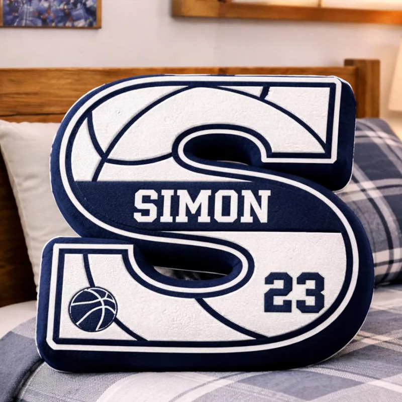 Personalized Basketball Letter Pillow College Basketball Gift Customization Name and Jersey Number