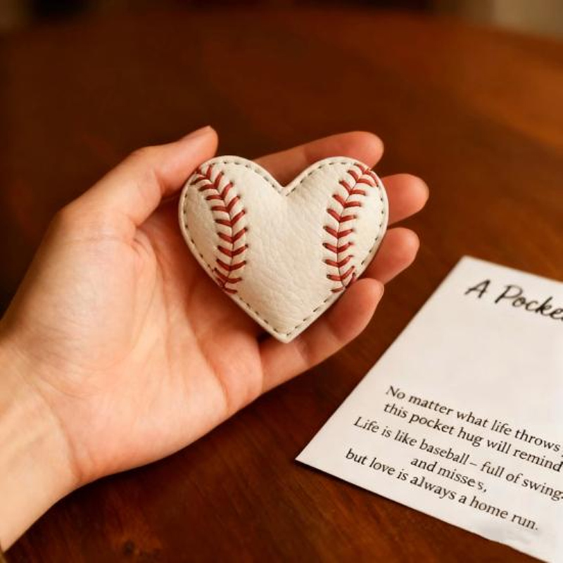 Personalized Sports PU Heart Pocket Hug Token with Greeting Card Custom Ball Style