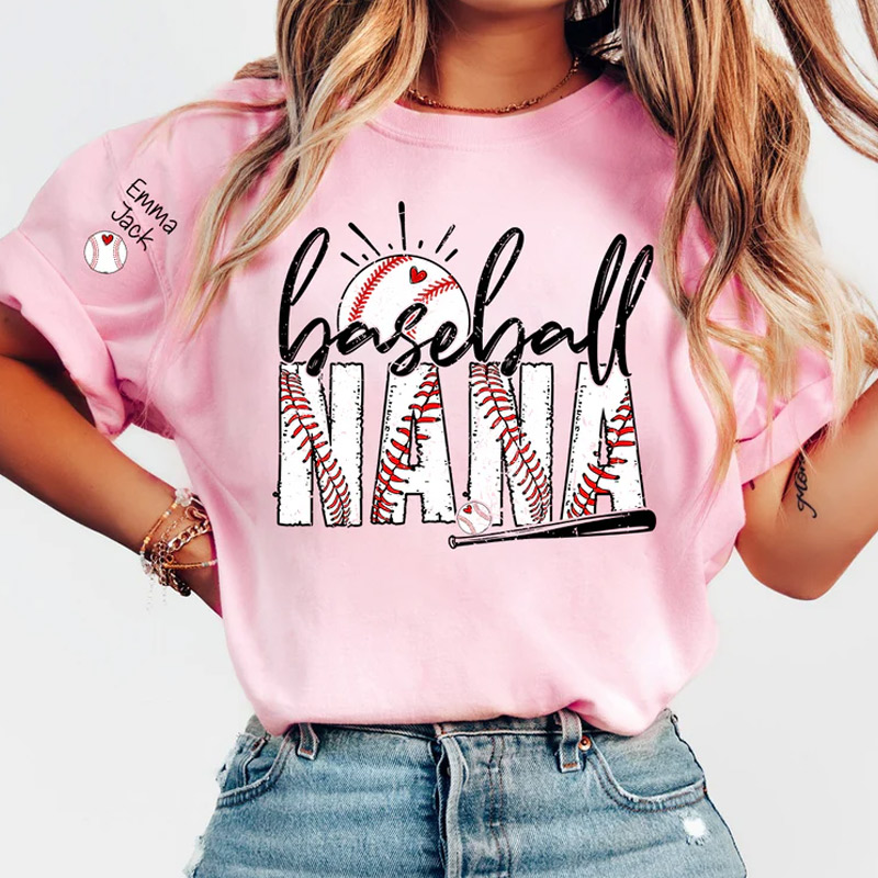 Personalized Baseball Nana T-Shirt Varsity Style Nana Shirt for Baseball Lovers