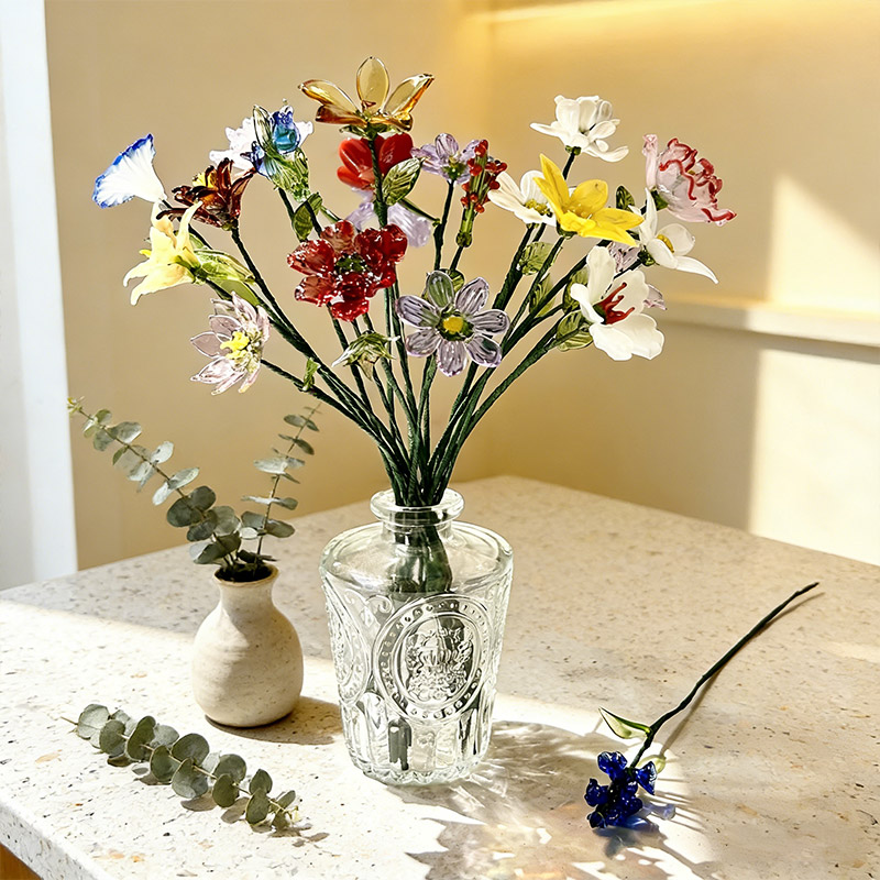 Personalized Glass Birthday Flowers Mother's Day Gifts Handcrafted Birth Flowers