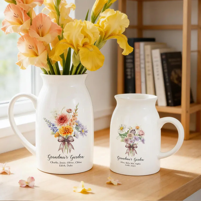 Personalized Grandma's Garden Vase Family Birth Flower Vase for Nanny Grandma Mom Mother's Day Gift from Grandkids