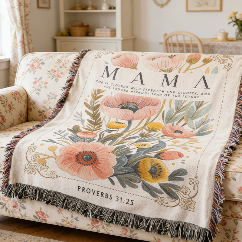 Personalized Mom Woven Blanket Mom Garden Gift for Mom Grandma Custom Name