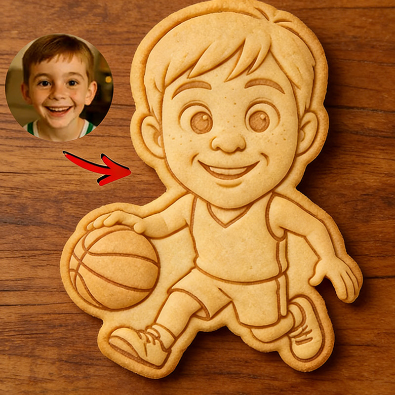 Personalized Basketball Portrait Stamp With Custom Face Cookie Cutter from Photo Gift for Basketball Lovers