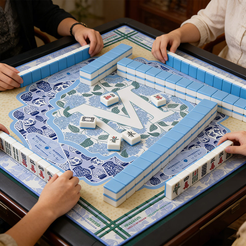Personalized Hydrangea Ginger Jar Mahjong Mat Custom Initial Mat for Mah jongg Lovers