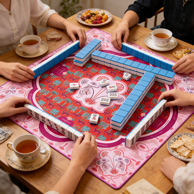 Bohemian Leopard Mahjong Mat Dreamy Sunset Palette Mat for Mah jongg Lovers