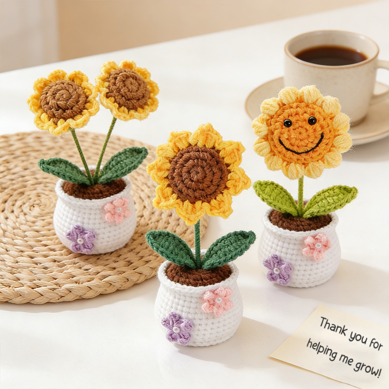 Handmade Flower Pots Thanks Gift Heartwarming Gift Small Flower Pots with Flowers Gift for Mom Teacher Her