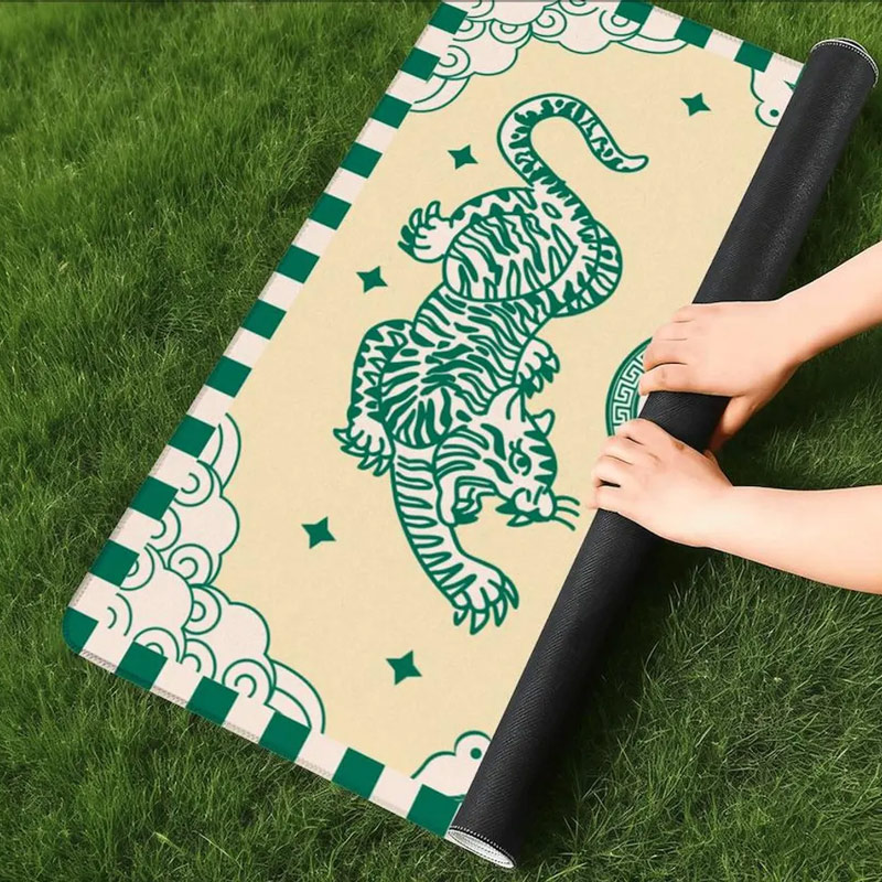 Personalized Mahjong Mat Tiger and Moon Custom Monogram Gift for Mahjong Enthusiasts