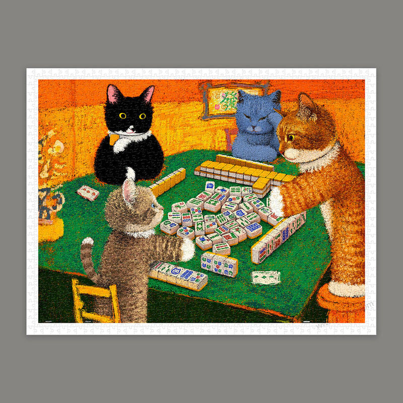 Mahjong Friends Kitten Puzzle 1000 Piece Jigsaw Puzzle The Kittens Playing Mahjong Puzzle