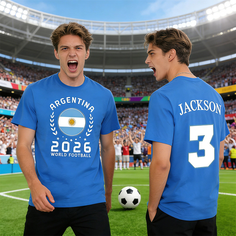 Personalized Argentina T-shirt for the 2026 World Football Customize with Name and Number Gift for Soccer Fans