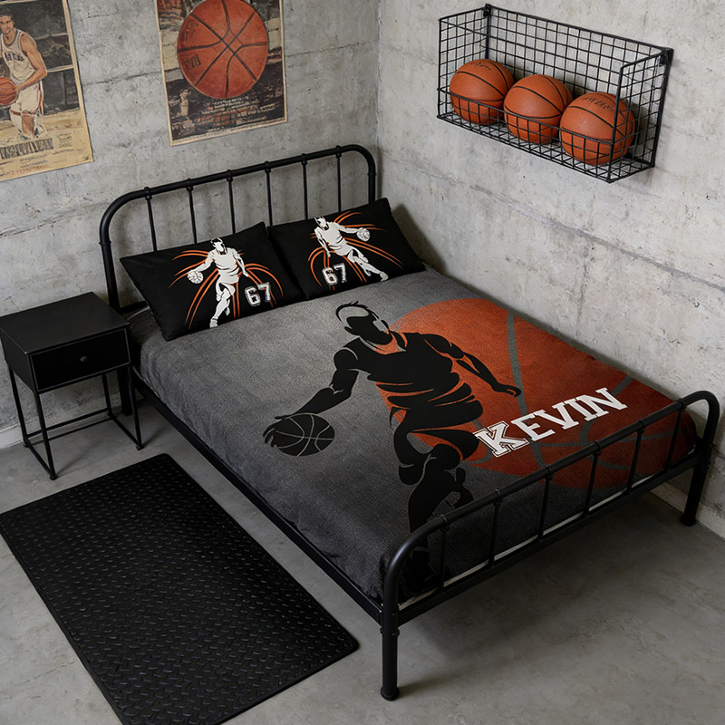 Personalized Basketball Bedding Set with Custom Name and Number Basketball Lovers Gift for Him