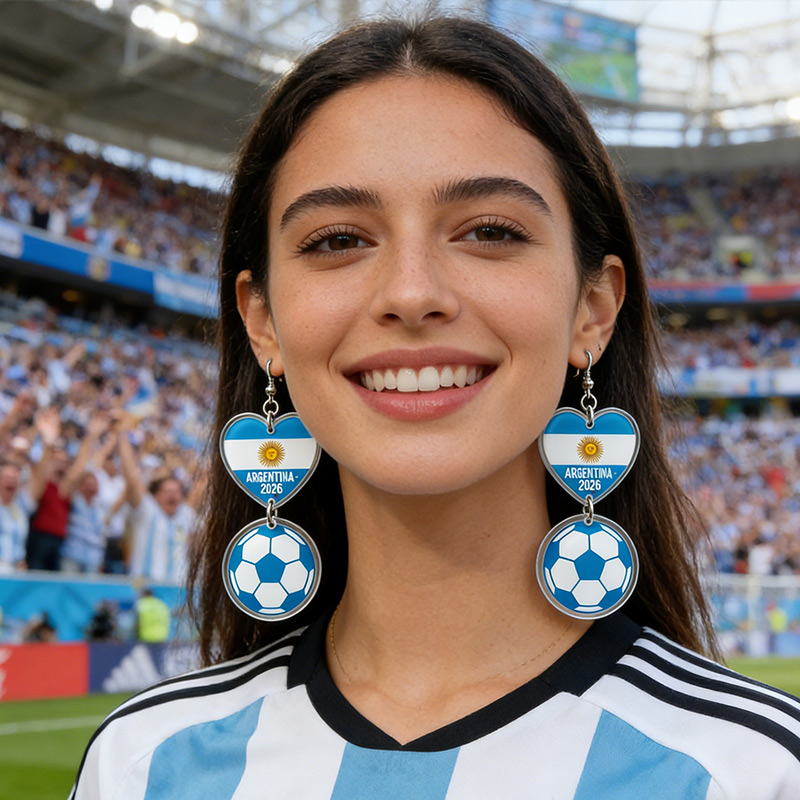 Argentina Flag Earring Soccer Supporter Acrylic Earrings Futbol Gift for Women Cute Jewelry La Albiceleste Jewelry