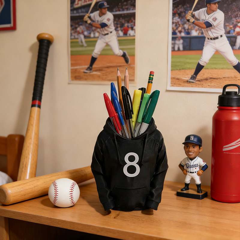 Personalized Hoodie Pencil Holder 3D Print Pencil Organizer Stand Sport Player Desktop Decor