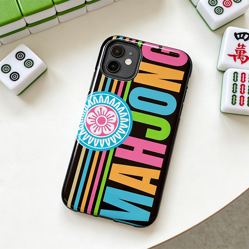 Mahjong Phone Case Bold Colorful Mahjong Phone Case Fun MAHJONG Tile Stripe Design Cover Gift for Mahjong Lovers