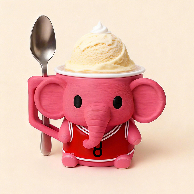 Personalized Jersey Pink Elephant Ice Cream Holder 3D Print Pint Cup for Sport Lovers and Ice Cream Fans