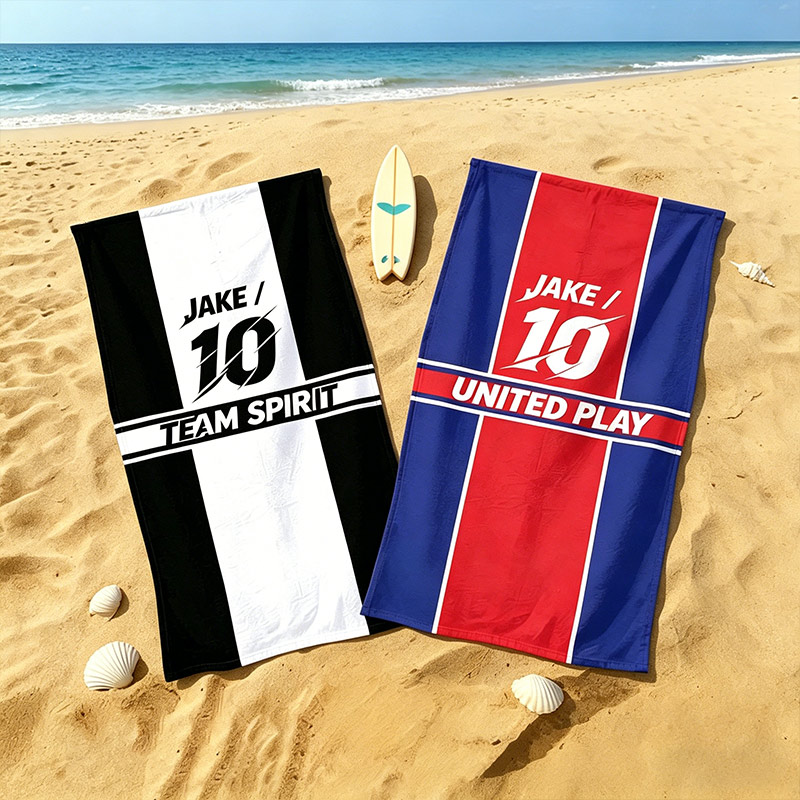 Personalized Sports Soccer Beach Towel Custom Team Spirit United Play Design Quick Dry Absorbent Towel for Beach Sports Fans