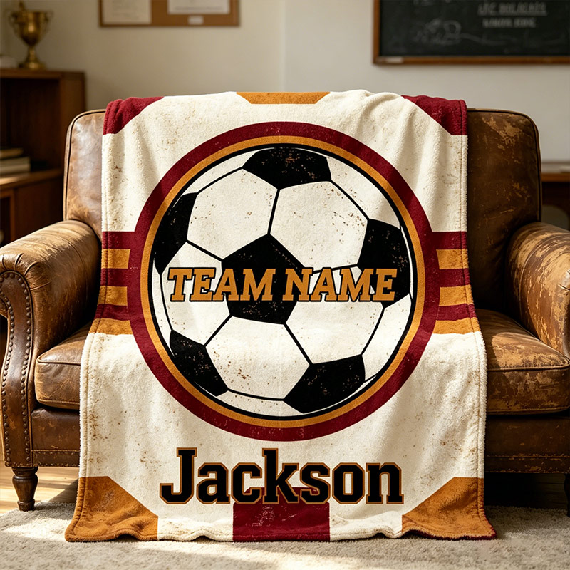 Personalized Soccer Team Name Blanket Custom Football Throw with Name for Kids & Fans