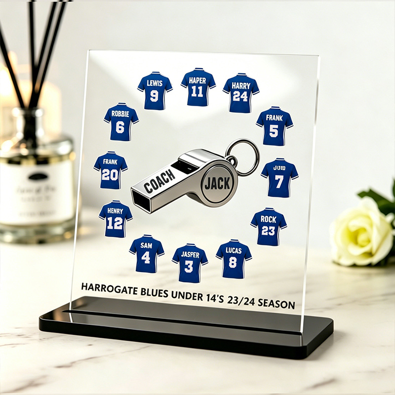 Personalized Soccer Coach Acrylic Plaque Custom Team Name Numbers & Season Thank You Gift