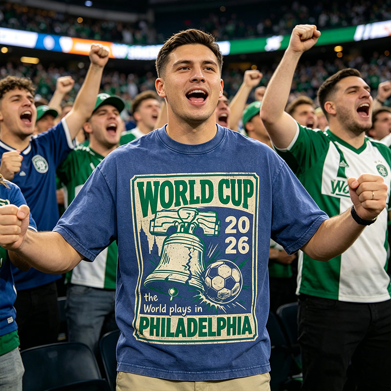 Vintage Washed T‑Shirt World Cup Philadelphia Liberty Bell Retro Football Graphic Tee