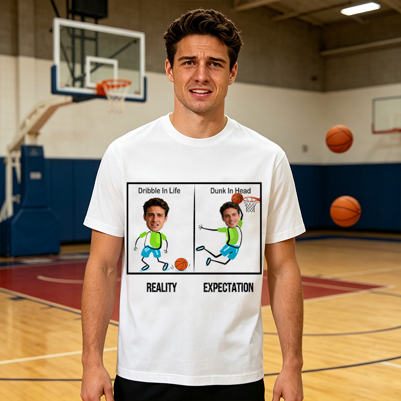 Personalized Basketball T-shirt Dribble in Life Dunk in Head with Custom Photo Gift for Basketball Lovers