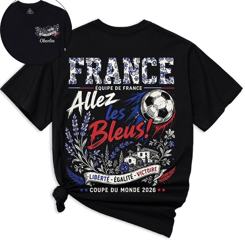 Personalized Football T-shirt Allez Les Bleus Custom Name Gift for France Football Fans