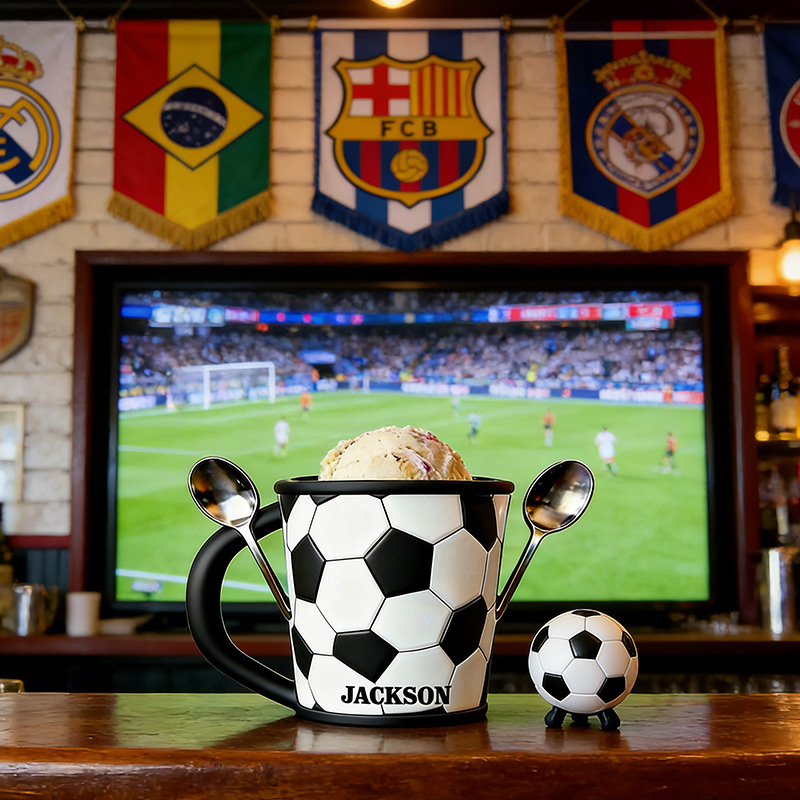 Personalized Soccer Ice Cream Holder 3D Print Pint Cup for Soccer Lovers and Ice Cream Fans