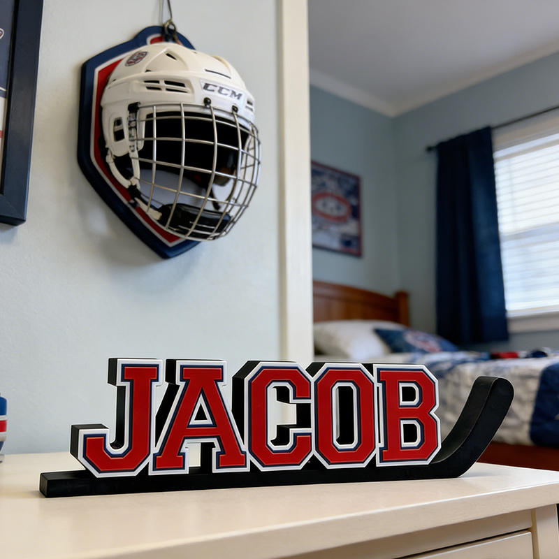 Personalized Ice Hockey Name Sign Featuring Custom Name