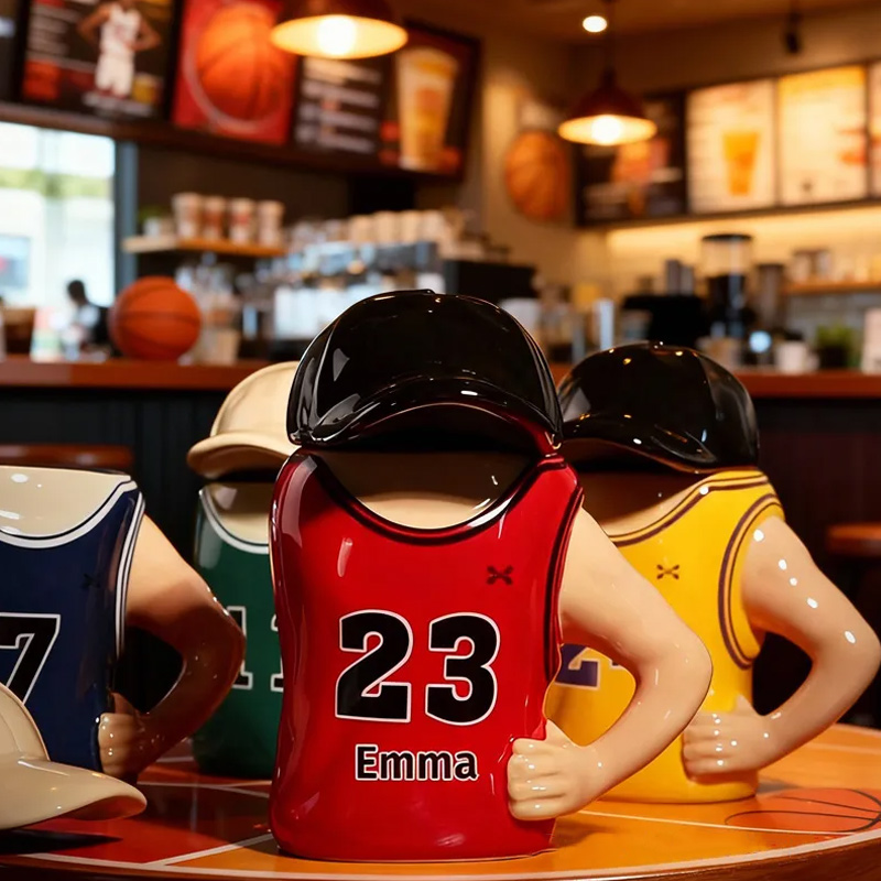 Personalized Jersey Ceramic Mug Basketball Player Jersey Custom Name Gift for Sport Lovers