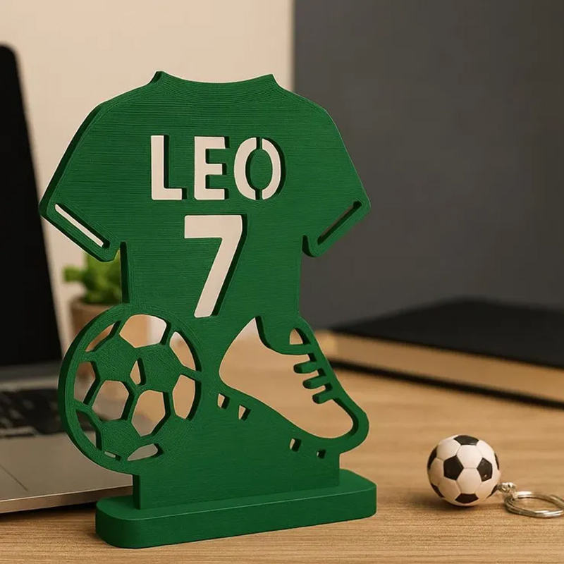 Personalized Soccer Jersey Desk Sign 3D Print Soccer Room Accessory Gift for Him or Her