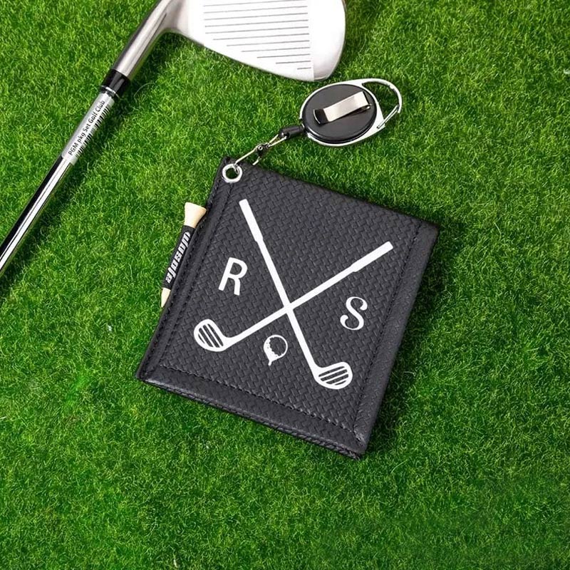 Personalized Leather Absorb Water Golf Towel with Golf Tees Retractable Clip Portable Accessories Birthday Gift for Golf Lovers