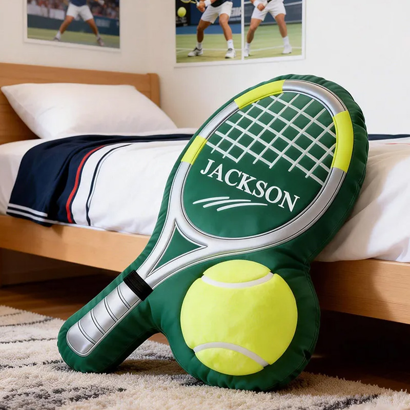 Personalize Tennis Pillow Graphic 3D Print Tennis Racket Tennis with Custom Name