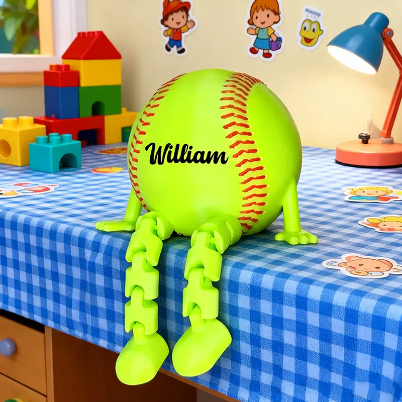 Personalized Softball Decor with Dangling Legs and Custom Name