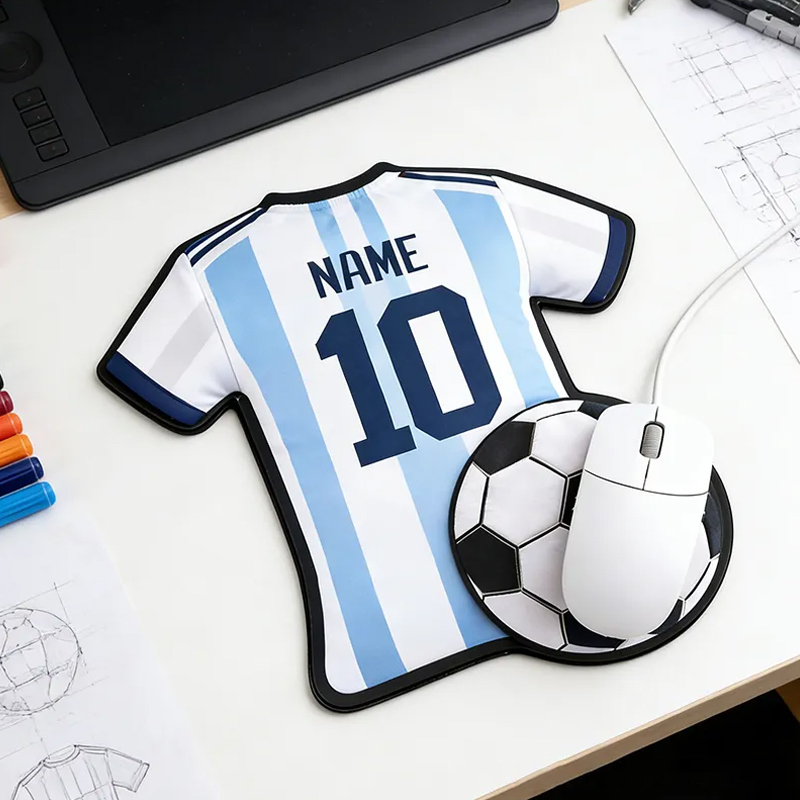 Personalized Soccer Jersey Mouse Pad with Custom Name and Number Design