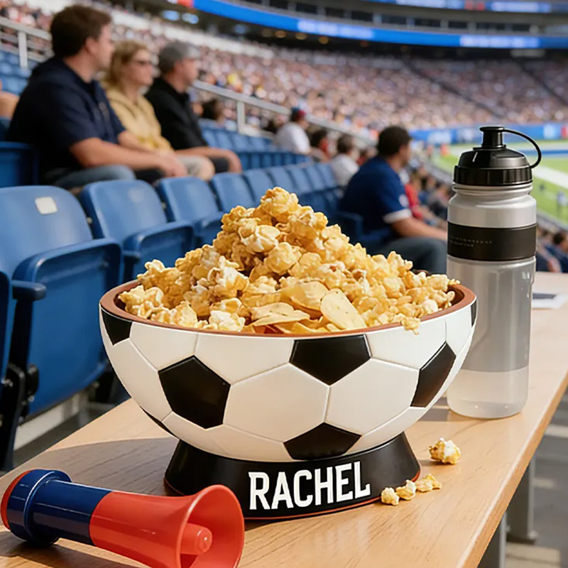 Personalized 3D printed Soccer Ball Snack Bowl with Custom Name TV Snack Bowl Match Day Gift for Football Fans Sports Lover Gift Dad Gift