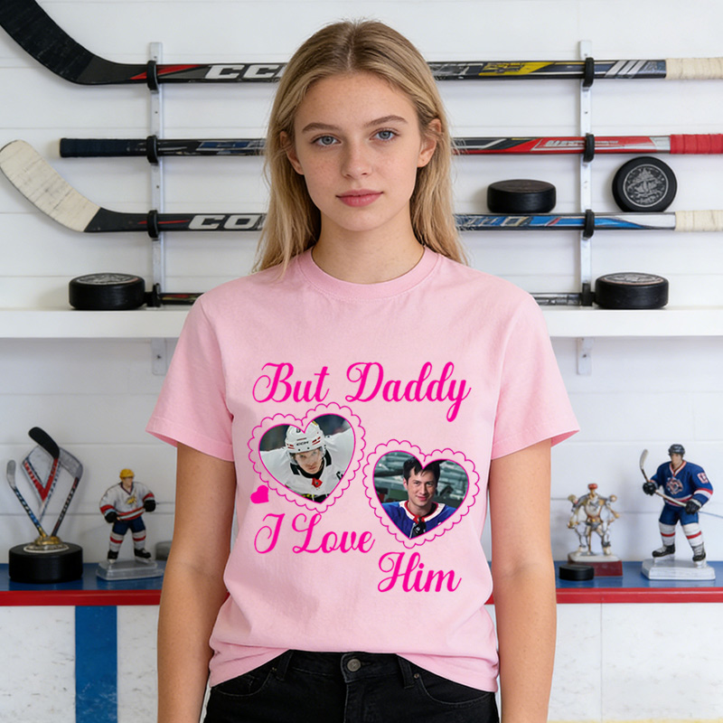 Personalized Hockey Romance Design T-Shirt But Daddy I Love Him Fans Gift