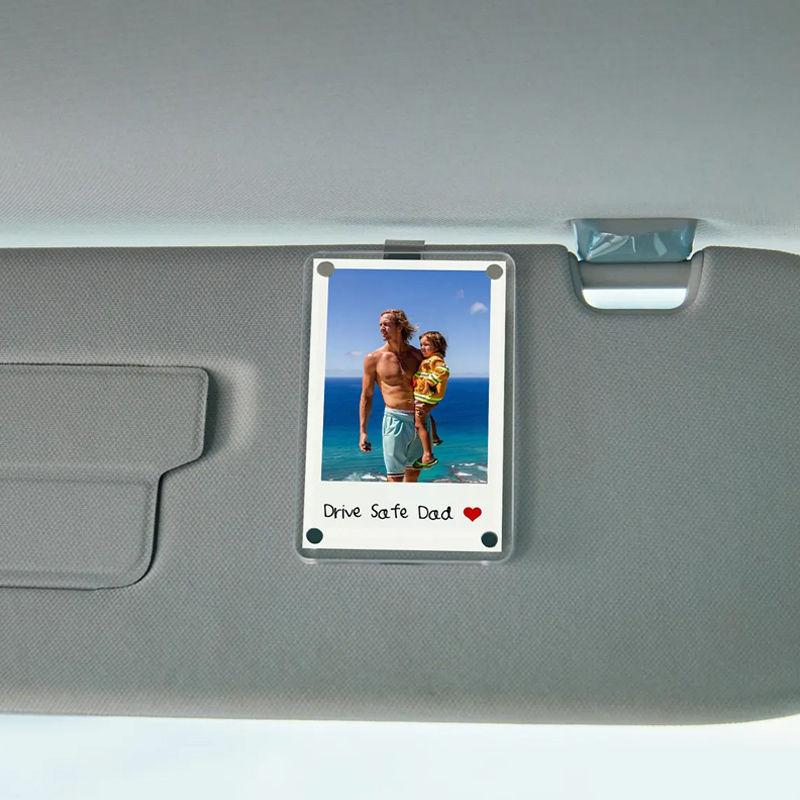 Personalized Car Visor Photo Clip Picture Frame Father's Day Gift for Him