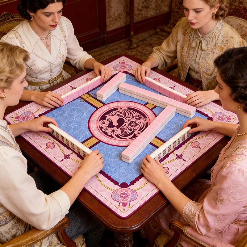 Personalized Lantern Horse Mahjong Table Mat for Mahjong Lovers