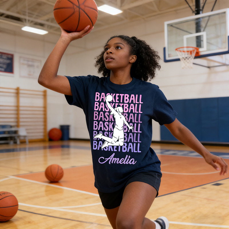 Personalized Basketball T-Shirt Women's Basketball Dunk Basketball Lovers Custom Name