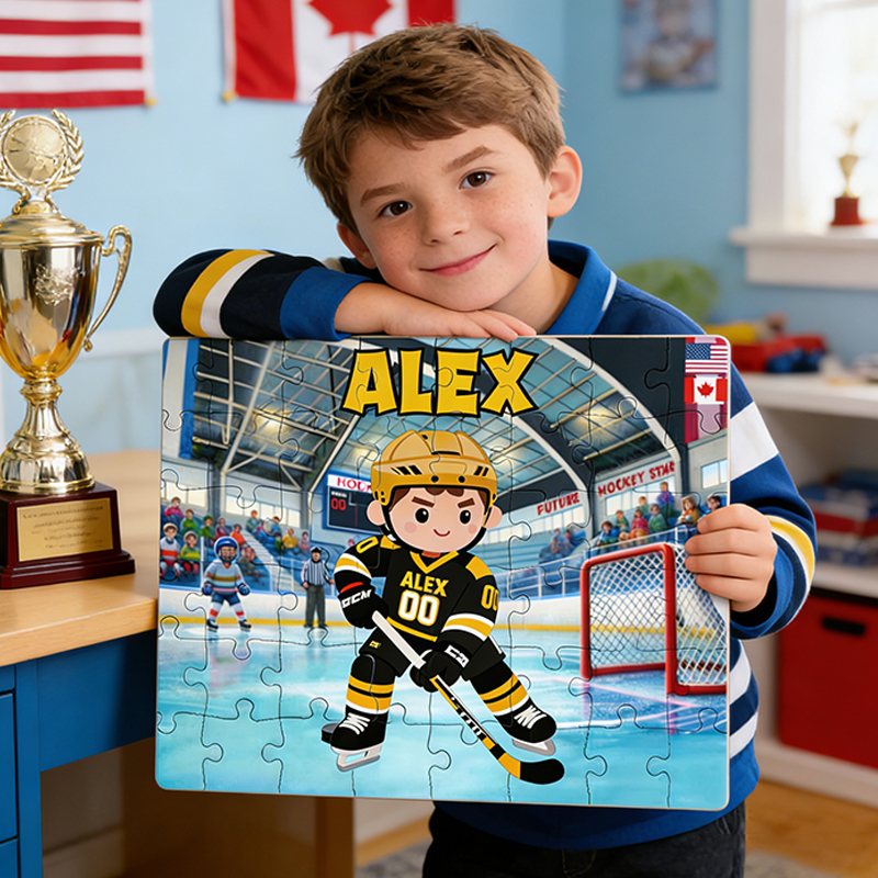 Personalized Hockey Puzzle Ice Hockey Player with Custom Name and Number Perfect Gift for Hockey Enthusiasts
