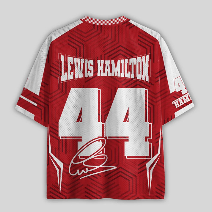 Racing Driver Mesh Jersey, Scuderia Red Streetwear Short Sleeve Tee, Motorsport Fan Oversized Mesh T-Shirt