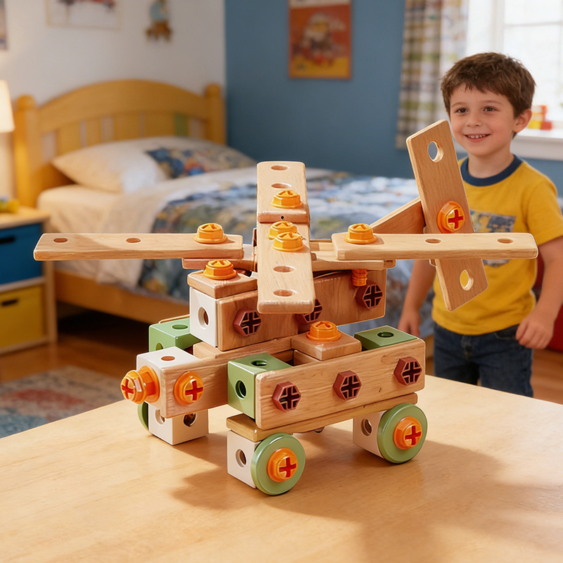 DIY three-dimensional platter screw screw assembly building block toys education Kids' Puzzle Toy Multi-Function Repair Kit Safe & Durable Tools with Storage Box for Children Boy Toys