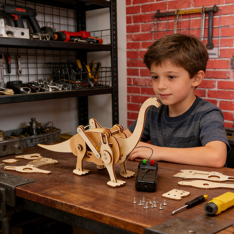 Personized  DIY Kit Dinosaur T-Rex Robot  Educational STEM Toy for Kids gift Fun Science Crafts Toy Boy Girl Gift For Kids Modern Nursery Bedroom Decor 