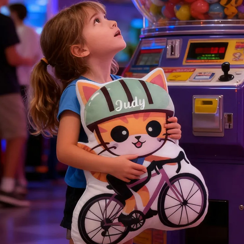 Personalized Cat Kitty Bike Pillow Cozy Graphic 3D Print Gamer Pillow Name Pillow Comfortable Travel Cushion for Kids Girls Riding Lovers