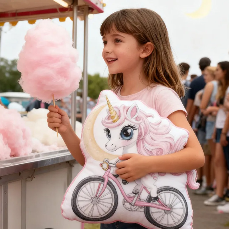 Personalized Pinky Horse Bike Pillow Cozy Graphic 3D Print Bow Pillow Name Pillow Comfortable Travel Cushion for Kids Girls Riding Lovers