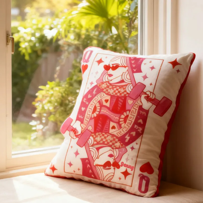 Personalized Graphic 3D Print Pillow Pillow Workout Queen of Hearts Gym Girl Sublimation Design Lift Heavy Shit Gym Rat Weightlifting Pillow for Gym Lovers