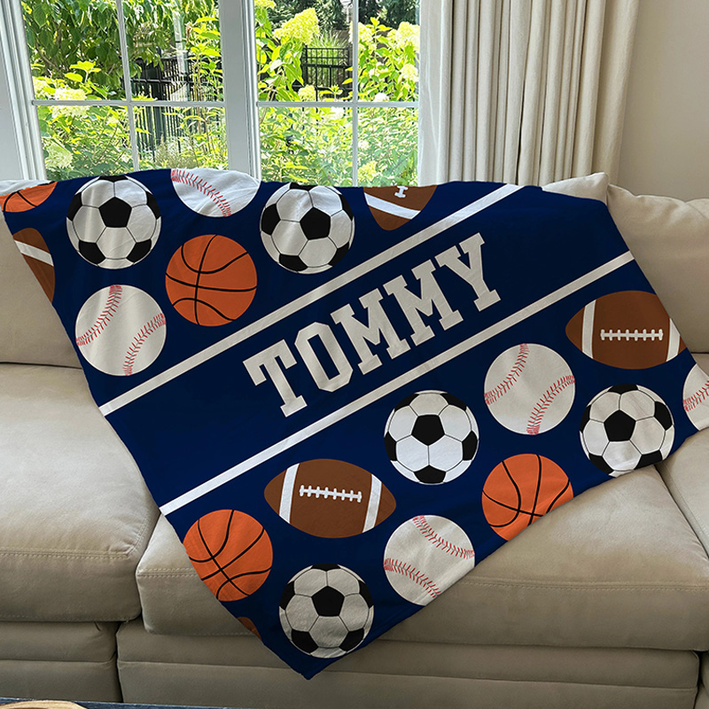 Personalized Sport Design Blanket with Custom Name for Sport Lover