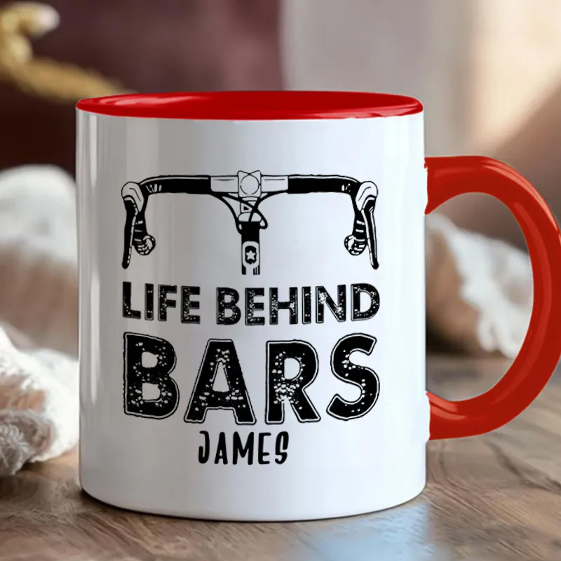 Personalized Life Behind Bars Mug Funny Biker Mugs Biker Gifts Cyclist Mug Women Cyclist Joke Bike Gift For Cyclistsfor Biker Cycling Riding Lovers