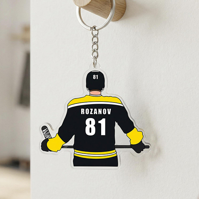 Personalized HR Hockey Design Acrylic Keychain with Custom Style, Movie Book Fans Gift