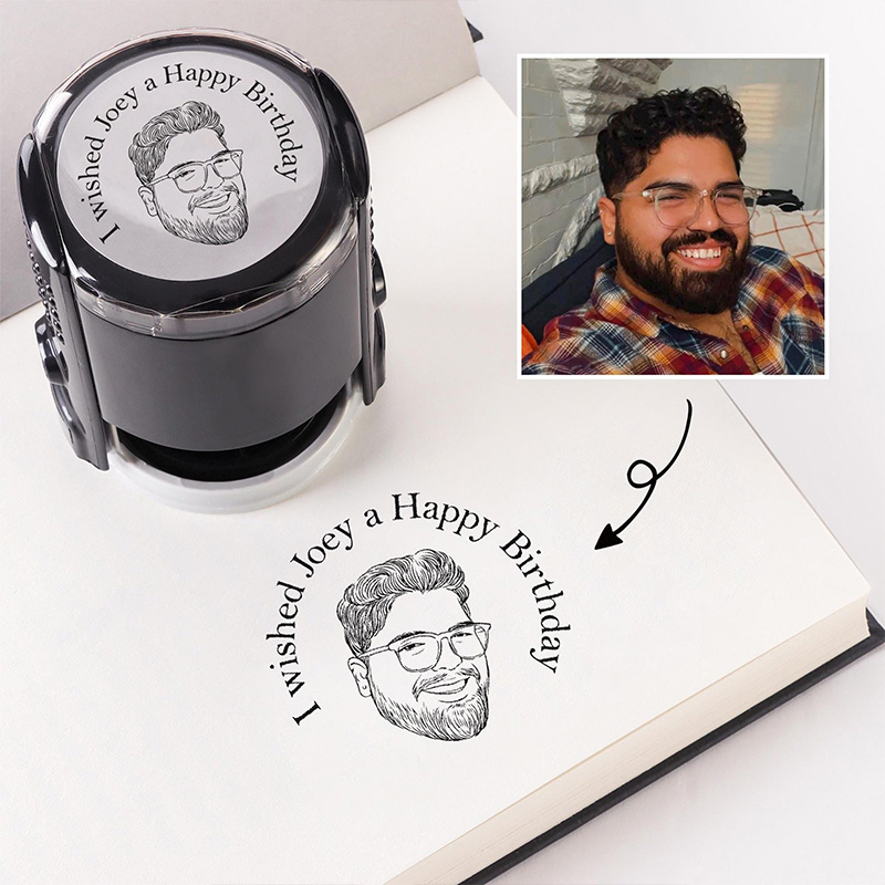 Personalized Photo Portrait Rubber Stamp Custom Face Stamp with Text Perfect for Weddings Family Dog Lover Gifts